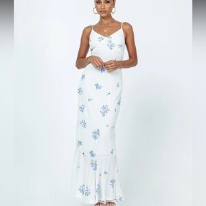 Princess Polly White and Blue Floral Maxi Dress